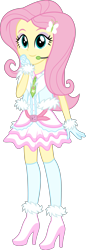 Size: 1753x5072 | Tagged: safe, artist:osipush, part of a set, character:fluttershy, my little pony:equestria girls, absurd resolution, alternate costumes, boots, clothing, commission, cute, dress, eyeshadow, female, frilly dress, gloves, headset, high heel boots, high heels, kneesocks, looking at you, makeup, microphone, necktie, shoes, shyabetes, simple background, skirt, smiling, socks, solo, transparent background, vector, winter outfit