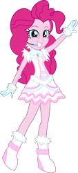 Size: 2292x5076 | Tagged: safe, artist:osipush, part of a set, character:pinkie pie, species:human, my little pony:equestria girls, absurd resolution, boots, clothing, commission, dress, female, frilly dress, go-go boots, headset, high heel boots, microphone, simple background, smiling, solo, transparent background, vector, winter outfit