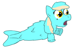 Size: 2720x1829 | Tagged: safe, artist:fluffsplosion, character:lyra heartstrings, female, fluffy pony, merpony, open mouth, sea fluffies, simple background, solo, species swap, underhoof, white background