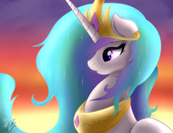 Size: 4560x3500 | Tagged: safe, artist:nexcoyotlgt, character:princess celestia, absurd resolution, crown, female, jewelry, regalia, solo, sunset
