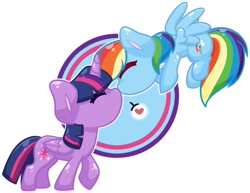 Size: 1016x786 | Tagged: safe, artist:ak4neh, character:rainbow dash, character:twilight sparkle, character:twilight sparkle (alicorn), species:alicorn, species:pony, ship:twidash, chibi, circle, cute, female, heart, lesbian, shiny, shipping