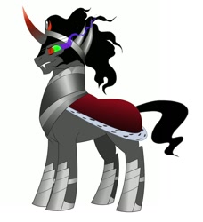 Size: 800x877 | Tagged: safe, artist:peachiekeenie, character:king sombra, species:pony, species:unicorn, armor, cape, clothing, colored horn, curved horn, horn, male, simple background, solo, sombra eyes, stallion, white background