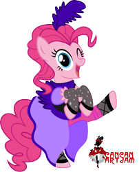 Size: 3778x4672 | Tagged: safe, artist:osipush, character:pinkie pie, absurd resolution, can-can, female, one eye closed, saloon dress, saloon pinkie, simple background, solo, transparent background