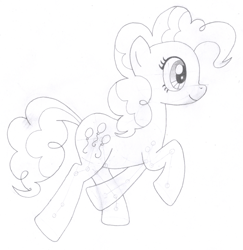 Size: 1420x1458 | Tagged: safe, artist:aafh, character:pinkie pie, species:earth pony, species:pony, female, monochrome, solo, traditional art