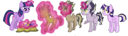 Size: 4968x1440 | Tagged: safe, artist:thecheeseburger, character:twilight sparkle, character:twilight sparkle (alicorn), oc, oc:mary sue, species:alicorn, species:pony, absurd resolution, alicorn oc, creation, feather, magic, raised hoof, scroll, simple background, story in the source, transformation, transparent background, vase