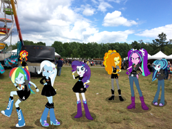 Size: 3264x2448 | Tagged: safe, artist:boltblazer, artist:givralix, artist:imperfectxiii, artist:mixiepie, artist:sketchmcreations, artist:sugar-loop, edit, character:adagio dazzle, character:aria blaze, character:rainbow dash, character:rarity, character:sonata dusk, character:sunset shimmer, character:trixie, equestria girls:rainbow rocks, g4, my little pony: equestria girls, my little pony:equestria girls, alternate costumes, boots, bracelet, clothing, equestria girls in real life, ferris wheel, heavy metal, high heel boots, hoodie, irl, jewelry, park, patches, pendant, photo, rides, shadow, socks, tentacles, the dazzlings, vector, yeah!!!!!!!!