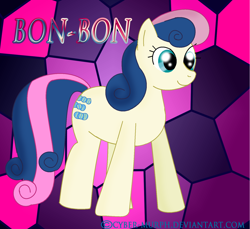 Size: 1484x1360 | Tagged: safe, artist:cyber-murph, character:bon bon, character:sweetie drops, species:earth pony, species:pony, adorable face, adorabon, cute, female, mare, signature, smiling, solo, standing