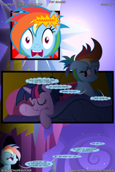 Size: 1280x1920 | Tagged: safe, artist:nightmaremoons, character:rainbow dash, character:twilight sparkle, character:twilight sparkle (alicorn), species:alicorn, species:pony, comic:pet games, ship:twidash, alternate hairstyle, comic, explicit series, female, it was all a dream, lesbian, nightmare, shipping, twilight's castle, waking up