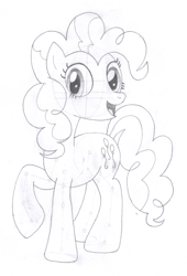 Size: 1012x1484 | Tagged: safe, artist:aafh, character:pinkie pie, species:earth pony, species:pony, female, monochrome, solo, traditional art