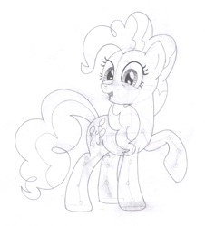 Size: 1232x1362 | Tagged: safe, artist:aafh, character:pinkie pie, female, monochrome, solo, traditional art