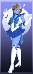 Size: 1379x3082 | Tagged: safe, artist:silentpassion, oc, oc only, oc:sapphire shine, species:anthro, species:plantigrade anthro, clothing, cosplay, costume, female, sailor scout, sailor senshi, solo