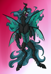 Size: 688x1000 | Tagged: safe, artist:foxenawolf, character:queen chrysalis, species:changeling, fanfic:quantum gallop, changeling queen, fanfic art, female, nightmare chrysalis, solo