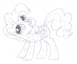 Size: 1272x1058 | Tagged: safe, artist:aafh, character:pinkie pie, species:earth pony, species:pony, female, monochrome, solo, traditional art