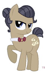 Size: 266x437 | Tagged: safe, artist:starryoak, artist:vixen-pix, character:filthy rich, species:earth pony, species:pony, bow tie, female, lidded eyes, mare, naughty bits, raised hoof, rule 63, simple background, transparent background