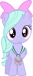Size: 1489x3360 | Tagged: safe, artist:bluemeganium, character:flitter, species:pony, episode:parental glideance, g4, my little pony: friendship is magic, bow, competition, cute, female, filly, flitterbetes, medal, simple background, solo, transparent background, vector, younger