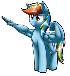 Size: 1600x1725 | Tagged: safe, artist:otakuap, edit, character:rainbow dash, species:pegasus, species:pony, ear fluff, female, flexing, frown, hand, lidded eyes, mare, muscles, pose, serious, serious face, simple background, solo, suddenly hands, transparent background, wat, wing arms