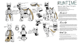 Size: 4000x2224 | Tagged: safe, artist:testostepone, oc, oc only, oc:runtime, species:pony, colored, reference sheet, robot, robot pony, text