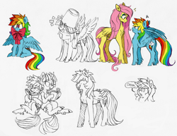 Size: 1400x1078 | Tagged: safe, artist:xenon, character:fluttershy, character:rainbow dash, character:twilight sparkle, species:pony, book, bow, bucket, bucketdash, cute, dashabetes, height difference, looking at each other, reading, smiling, tongue out, unshorn fetlocks