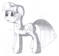 Size: 1346x1272 | Tagged: safe, artist:aafh, character:twilight sparkle, species:pony, species:unicorn, female, mare, monochrome, solo, traditional art