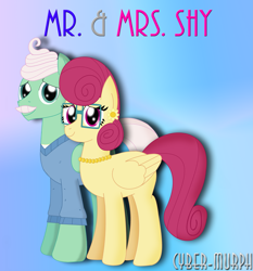 Size: 4081x4375 | Tagged: safe, artist:cyber-murph, character:gentle breeze, character:posey shy, species:pony, absurd resolution, clothing, ear piercing, earring, facial hair, female, fluttershy's parents, glasses, group shot, husband and wife, jewelry, male, moustache, necklace, piercing, shys, signature, sweater