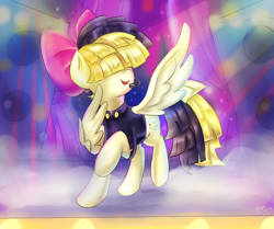 Size: 2200x1840 | Tagged: safe, artist:tcn1205, character:songbird serenade, species:pony, my little pony: the movie (2017), headworn microphone, light, sia (singer), singing, stage