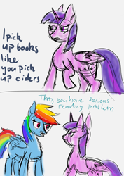 Size: 2893x4092 | Tagged: safe, artist:dyonys, character:rainbow dash, character:twilight sparkle, character:twilight sparkle (alicorn), species:alicorn, species:pony, comic, dialogue, funny, simpsons did it, the simpsons
