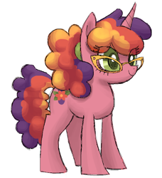 Size: 692x760 | Tagged: safe, artist:needsmoarg4, species:pony, species:unicorn, g3, beachberry, colored pupils, female, g3 to g4, generation leap, glasses, mare, simple background, solo, white background