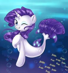 Size: 1560x1690 | Tagged: safe, artist:tcn1205, character:rarity, species:seapony (g4), my little pony: the movie (2017), cute, raribetes, seaponified, seapony rarity, species swap, underwater