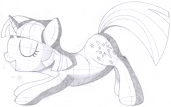 Size: 1742x1091 | Tagged: safe, artist:aafh, character:twilight sparkle, species:pony, species:unicorn, female, monochrome, solo, traditional art