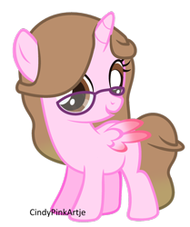 Size: 1024x1222 | Tagged: safe, artist:cindydreamlight, oc, oc only, oc:cindy, species:alicorn, species:pony, female, filly, glasses, simple background, solo, transparent background