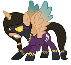 Size: 1024x936 | Tagged: safe, artist:cindydreamlight, base used, oc, oc only, oc:lele glimmer, species:alicorn, species:pony, alicorn oc, clothing, colored wings, colored wingtips, costume, female, mare, shadowbolts, shadowbolts costume, simple background, solo, transparent background