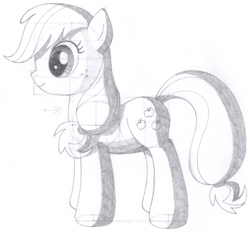 Size: 1488x1380 | Tagged: safe, artist:aafh, character:applejack, species:earth pony, species:pony, female, monochrome, solo, traditional art