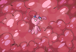 Size: 754x519 | Tagged: safe, artist:smirk, character:pinkie pie, species:pony, claustrophobic, cute, fluffy, happy, impossibly large mane, impossibly long mane, long mane, ms paint, pink, snug