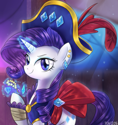 Size: 1099x1159 | Tagged: safe, artist:tcn1205, character:rarity, species:pony, species:unicorn, my little pony: the movie (2017), clothing, female, gem, hat, jewelry, mare, pirate, pirate hat, pirate rarity, ship, solo
