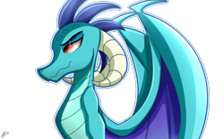 Size: 3250x2030 | Tagged: safe, artist:nexcoyotlgt, character:princess ember, species:dragon, curved horn, dragon lord ember, dragoness, female, simple background, smiling, solo, transparent background