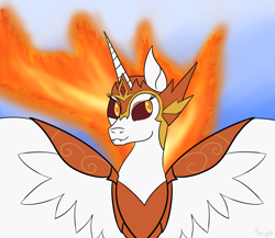 Size: 1500x1300 | Tagged: safe, artist:dyonys, character:daybreaker, character:princess celestia, species:alicorn, species:pony, female, solo, spread wings, wings