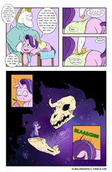 Size: 1856x2853 | Tagged: safe, artist:raph13th, character:bulk biceps, character:starlight glimmer, species:pegasus, species:pony, species:unicorn, comic:glim glam and pals, comic, death, dialogue, female, male, mare, massage, speech bubble, stallion, tumblr, vomit, vomiting