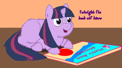 Size: 1495x834 | Tagged: safe, artist:fluffsplosion, character:twilight sparkle, ball, book, fluffy pony, fluffy pony original art, twifluff