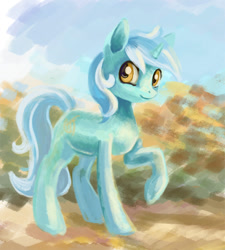 Size: 700x777 | Tagged: safe, artist:maytee, character:lyra heartstrings, species:pony, species:unicorn, female, looking at you, mare, raised hoof, smiling, solo