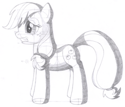 Size: 1654x1407 | Tagged: safe, artist:aafh, character:applejack, species:earth pony, species:pony, female, monochrome, solo, traditional art