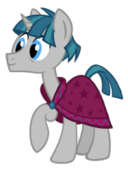 Size: 670x895 | Tagged: safe, artist:thecheeseburger, character:stygian, species:pony, species:unicorn, episode:shadow play, g4, my little pony: friendship is magic, cape, clothing, cute, happy, male, raised hoof, simple background, smiling, solo, stallion, stygianbetes, transparent background, vector