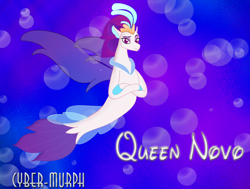 Size: 4167x3152 | Tagged: safe, artist:cyber-murph, character:queen novo, species:seapony (g4), my little pony: the movie (2017), bubble, crossed arms, raised eyebrow, signature
