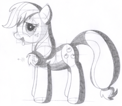 Size: 1529x1331 | Tagged: safe, artist:aafh, character:applejack, species:earth pony, species:pony, female, monochrome, solo, traditional art