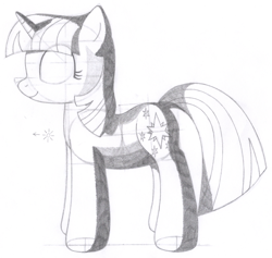 Size: 1354x1284 | Tagged: safe, artist:aafh, character:twilight sparkle, species:pony, species:unicorn, female, monochrome, solo, traditional art
