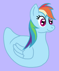 Size: 600x713 | Tagged: safe, artist:arrkhal, character:rainbow dash, species:duck, female, pegaduck, rainbow duck, simple background, smiling, solo, species swap