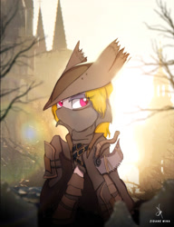 Size: 828x1080 | Tagged: safe, artist:zidanemina, oc, oc only, species:pony, bloodborne, clothing, costume, crossover, female, halloween, hat, holiday, mare, quickie, solo