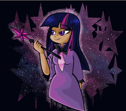 Size: 1154x1014 | Tagged: safe, artist:smirk, character:twilight sparkle, species:human, clothing, female, humanized, mage, moderate dark skin, ms paint, simple background, tan skin, wand
