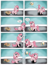 Size: 1536x2048 | Tagged: safe, artist:fluffsplosion, character:pinkie pie, ball, crayons, fluffy pony, panel break, pinkie being pinkie