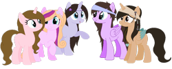 Size: 1024x408 | Tagged: safe, artist:cindydreamlight, oc, oc only, species:earth pony, species:pegasus, species:pony, species:unicorn, colored wings, female, mare, multicolored wings, simple background, transparent background
