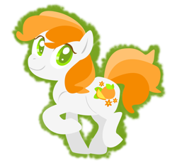 Size: 918x843 | Tagged: safe, artist:needsmoarg4, species:earth pony, species:pony, g3, citrus sweetheart, colored pupils, female, mare, raised hoof, smiling, solo